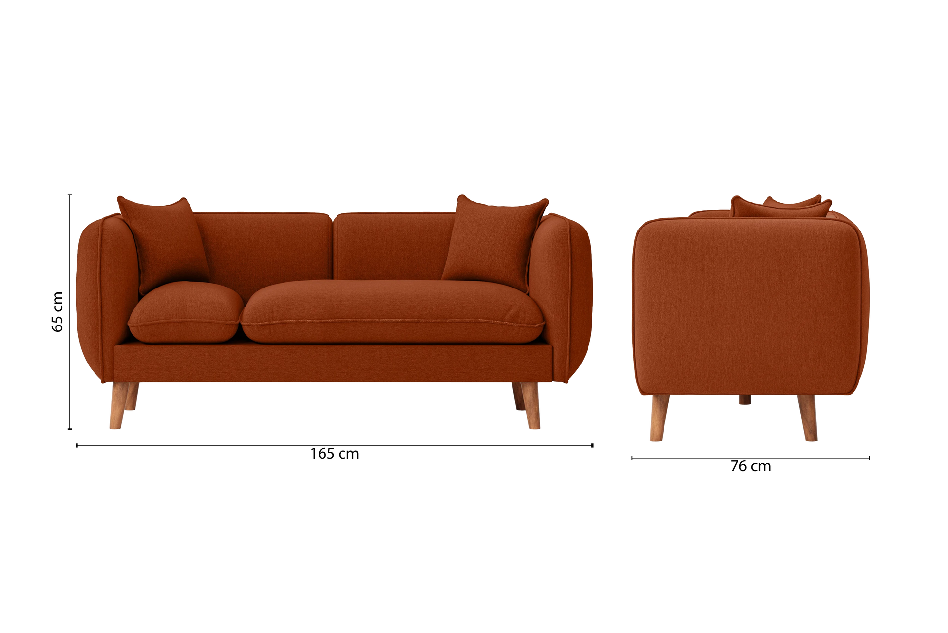 Florence 2 Seater Sofa Orange Linen Fabric