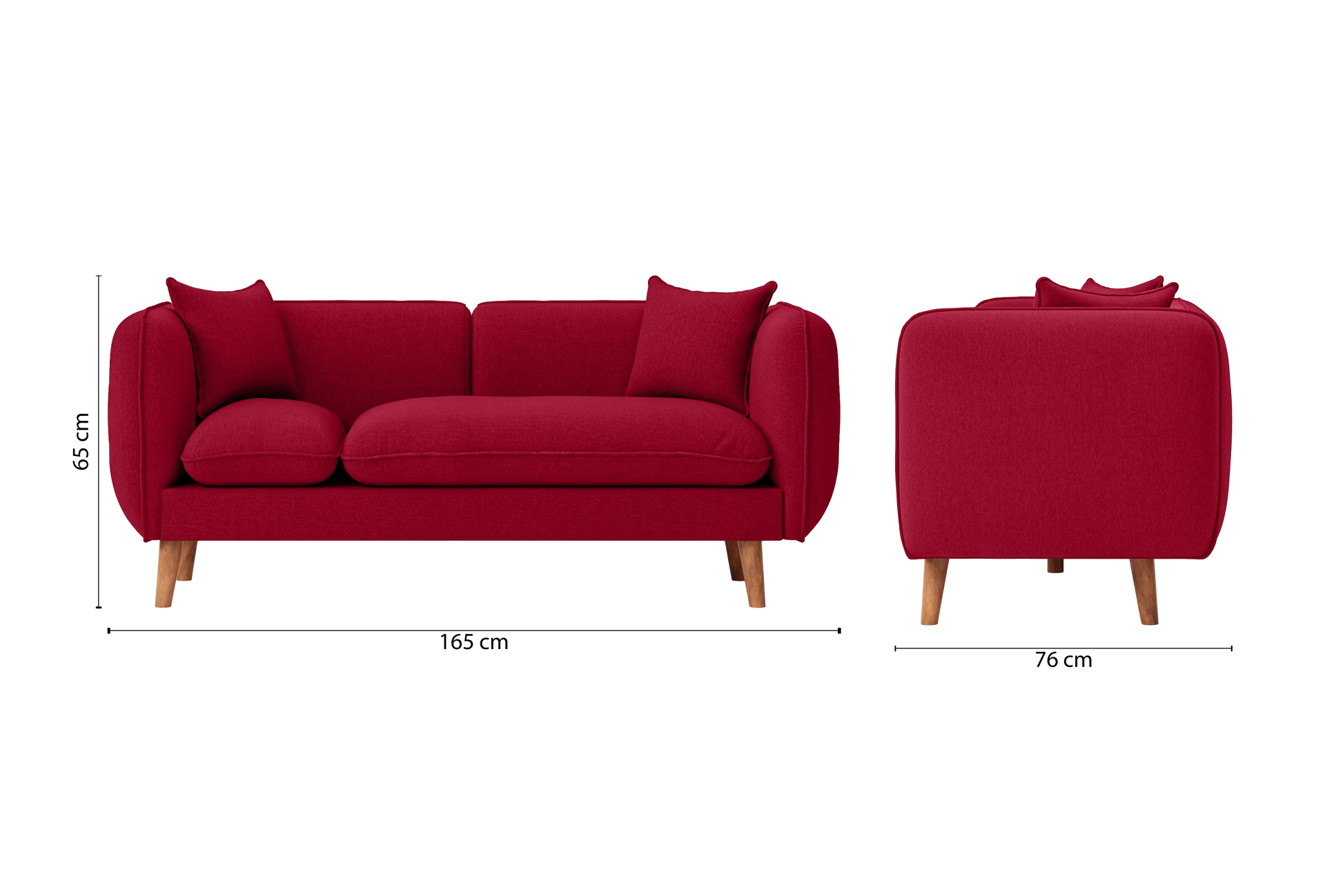 Florence 2 Seater Sofa Red Linen Fabric