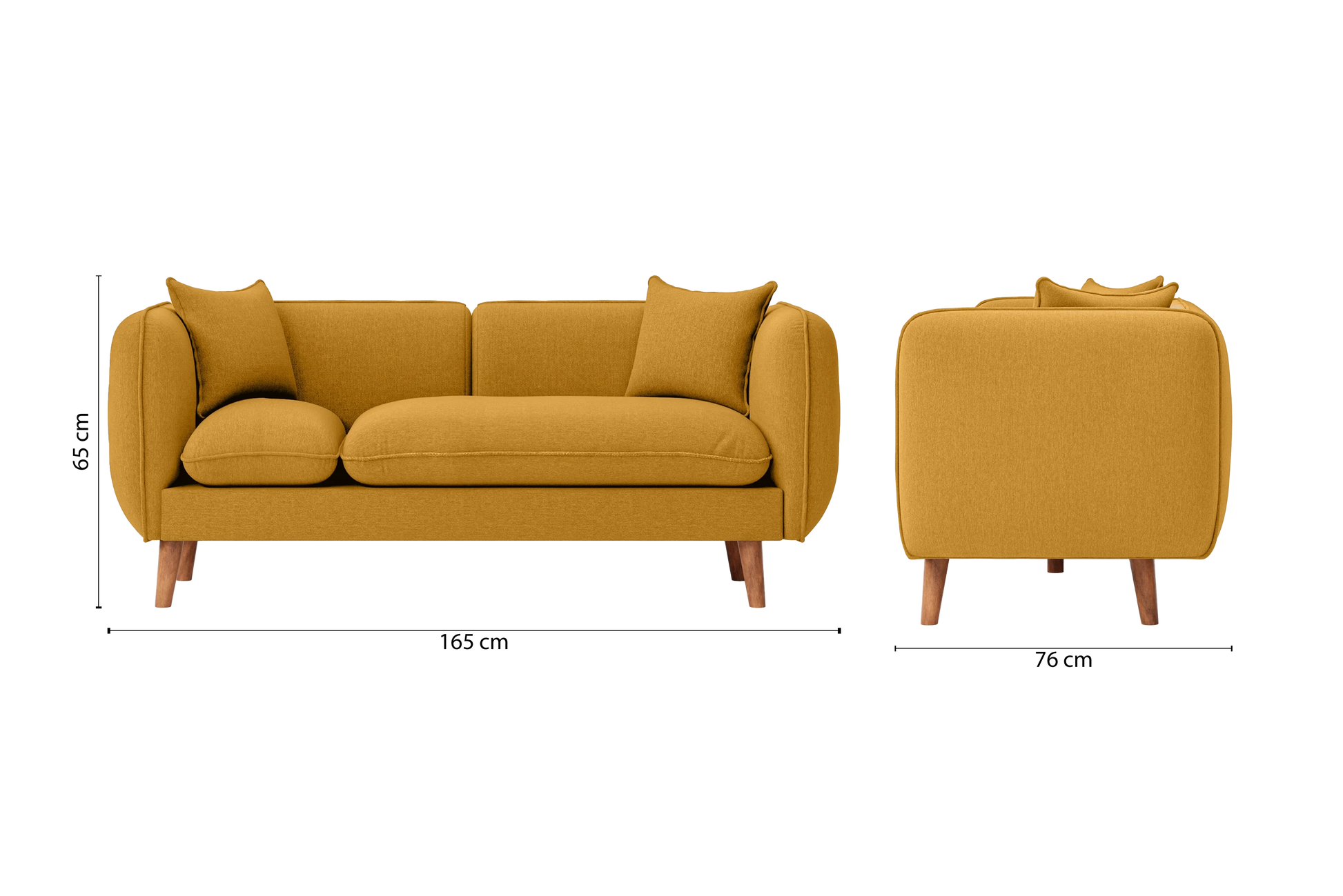 Florence 2 Seater Sofa Yellow Linen Fabric