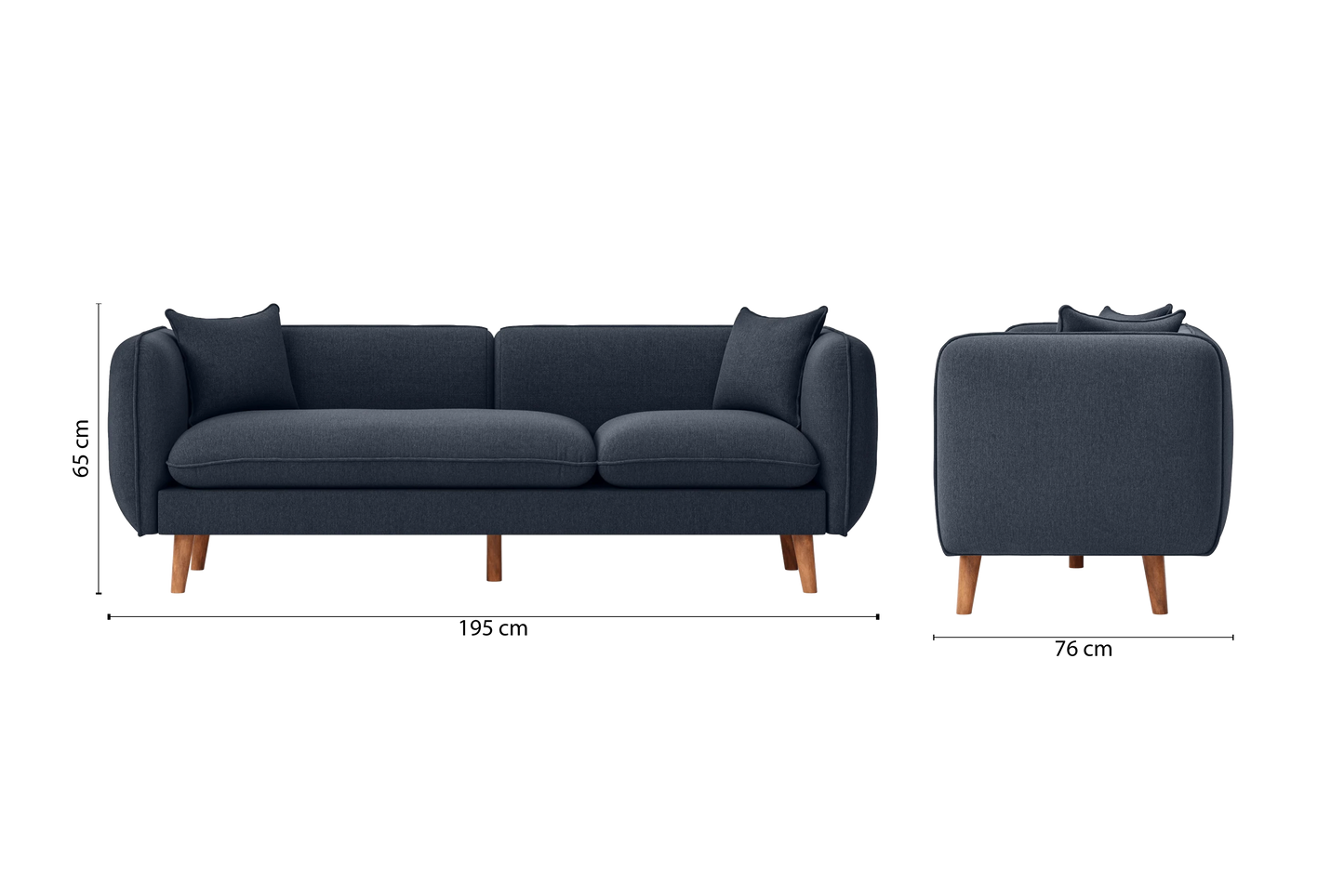 Florence 3 Seater Sofa Dark Blue Linen Fabric