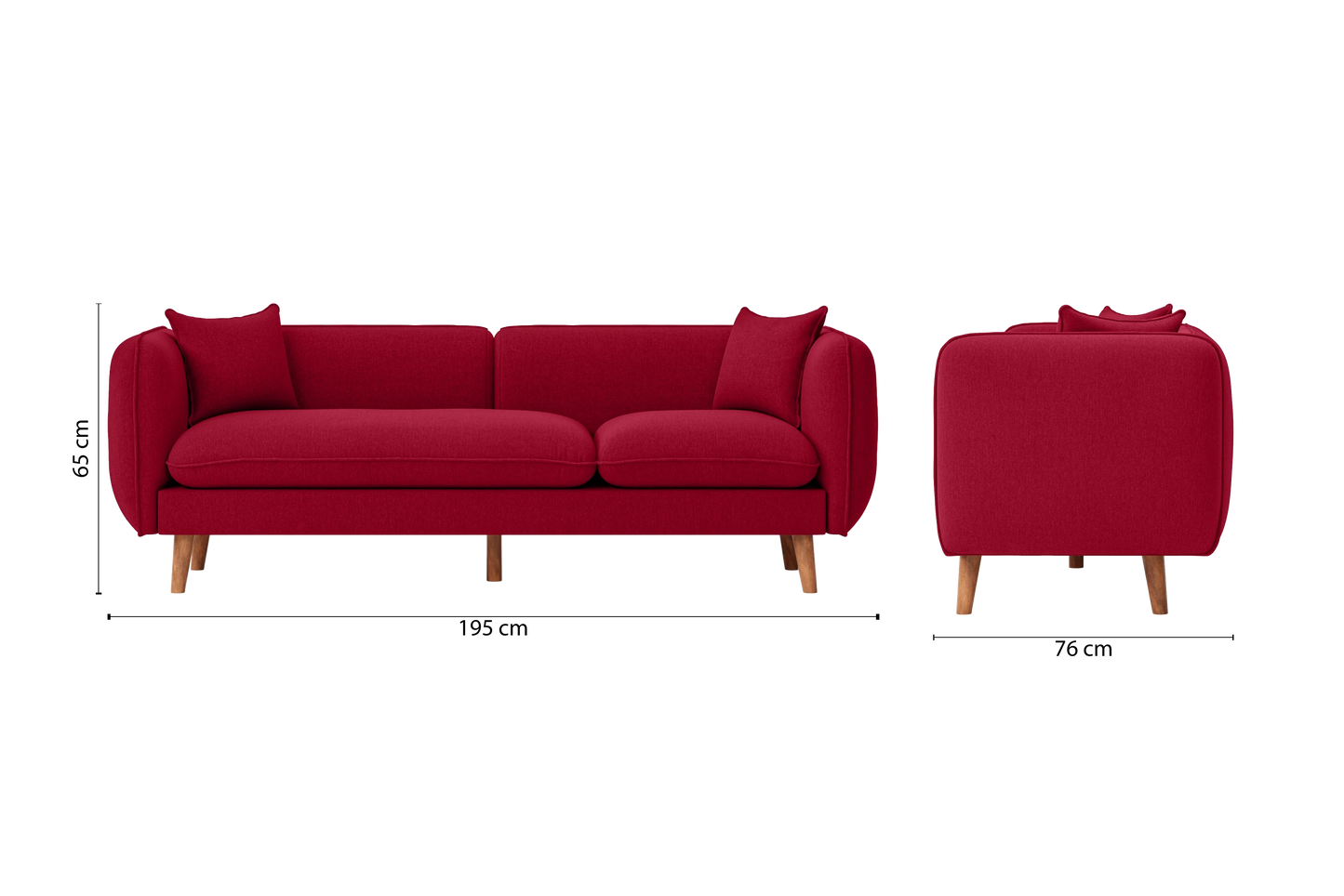 Florence 3 Seater Sofa Red Linen Fabric