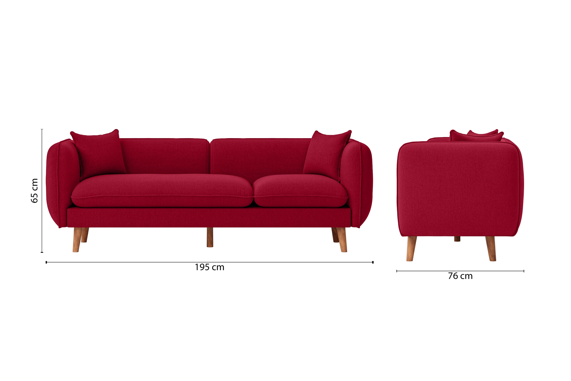 Florence 3 Seater Sofa Red Linen Fabric