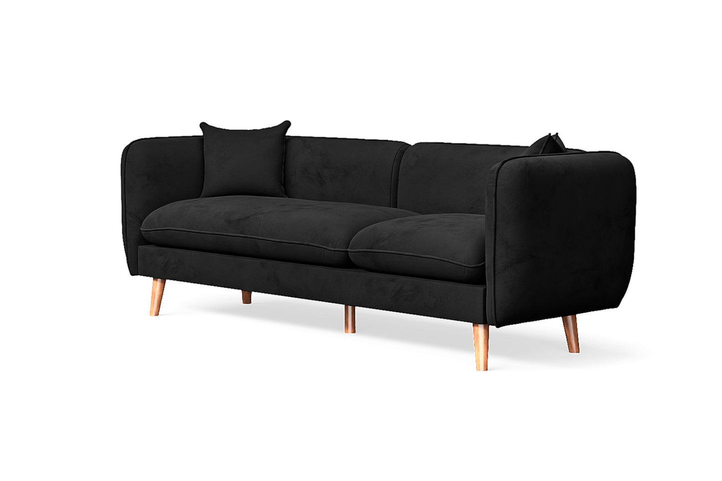 Florence 3 Seater Sofa Black Velvet