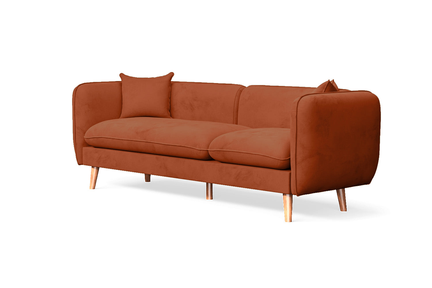 Florence 3 Seater Sofa Orange Velvet