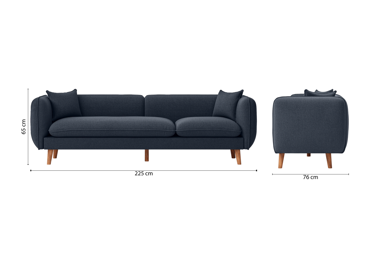 Florence 4 Seater Sofa Dark Blue Linen Fabric