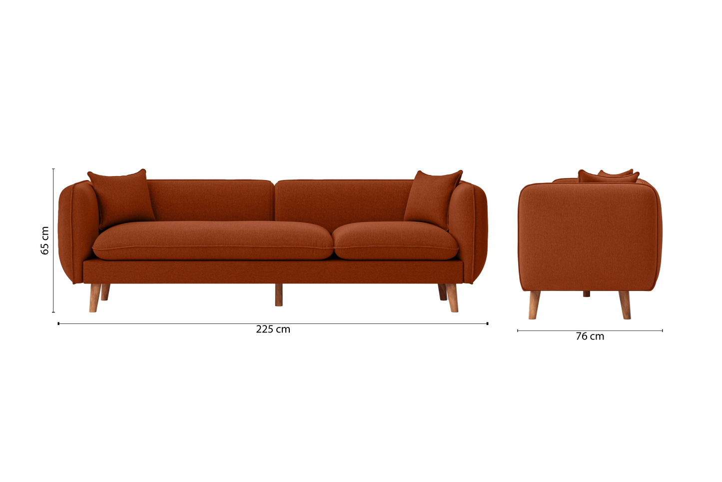 Florence 4 Seater Sofa Orange Linen Fabric