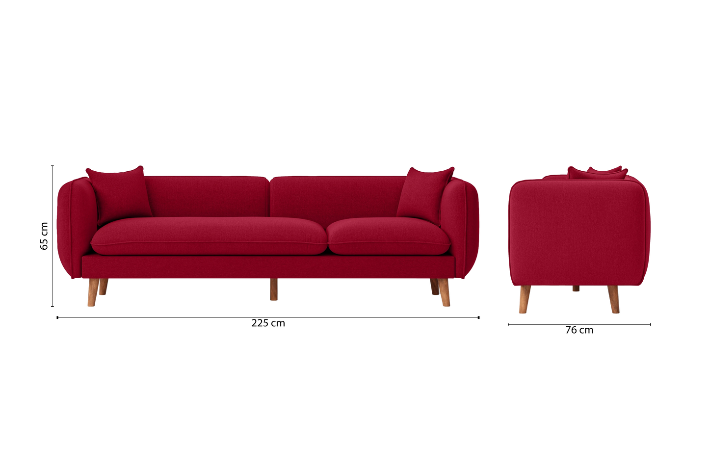 Florence 4 Seater Sofa Red Linen Fabric