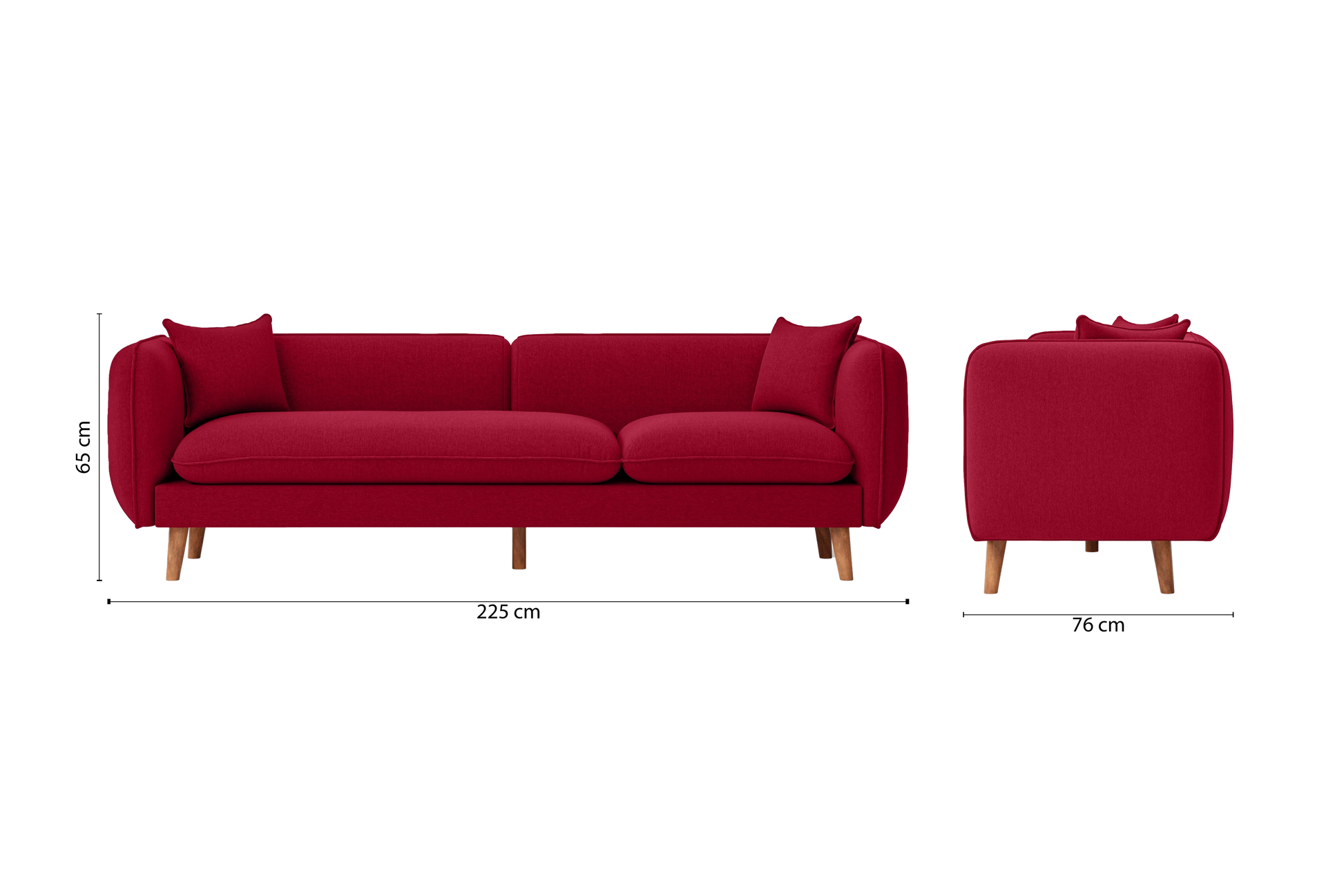 Florence 4 Seater Sofa Red Linen Fabric