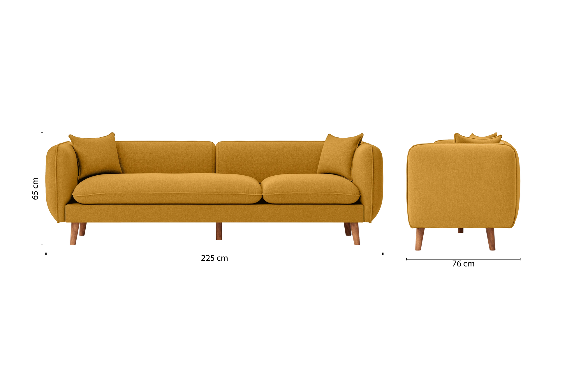 Florence 4 Seater Sofa Yellow Linen Fabric