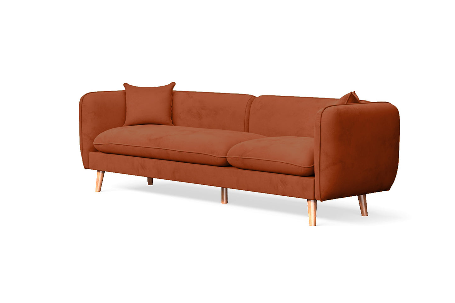 Florence 4 Seater Sofa Orange Velvet