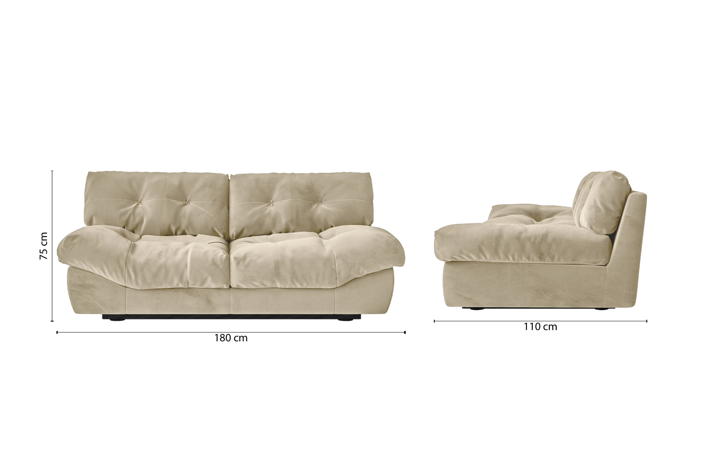 Forli 2 Seater Sofa Cream Velvet