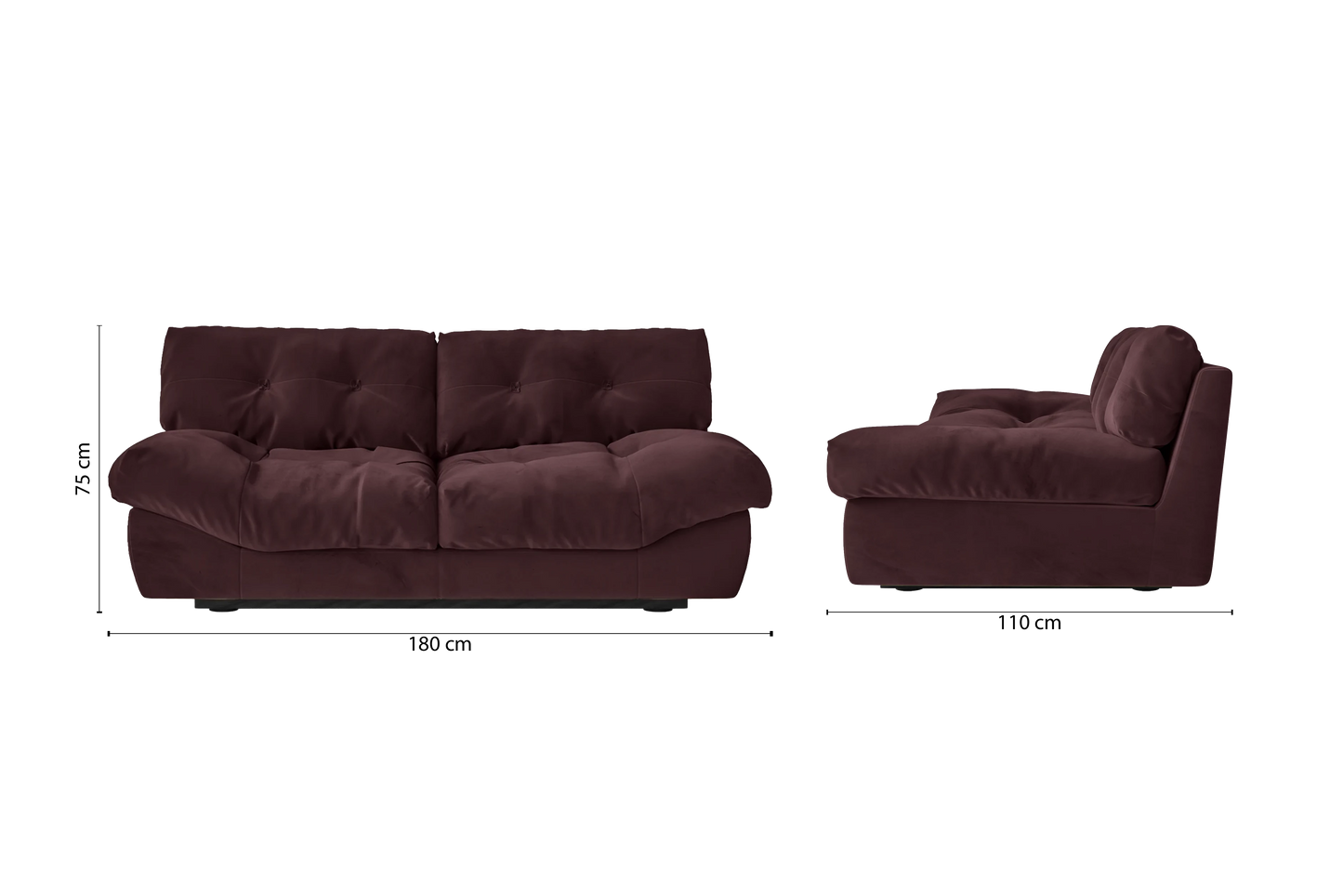 Forli 2 Seater Sofa Grape Velvet