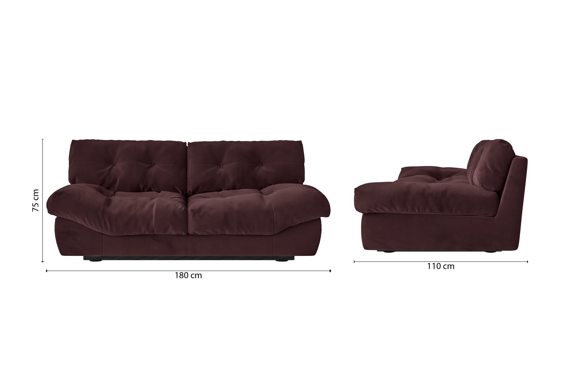 Forli 2 Seater Sofa Grape Velvet