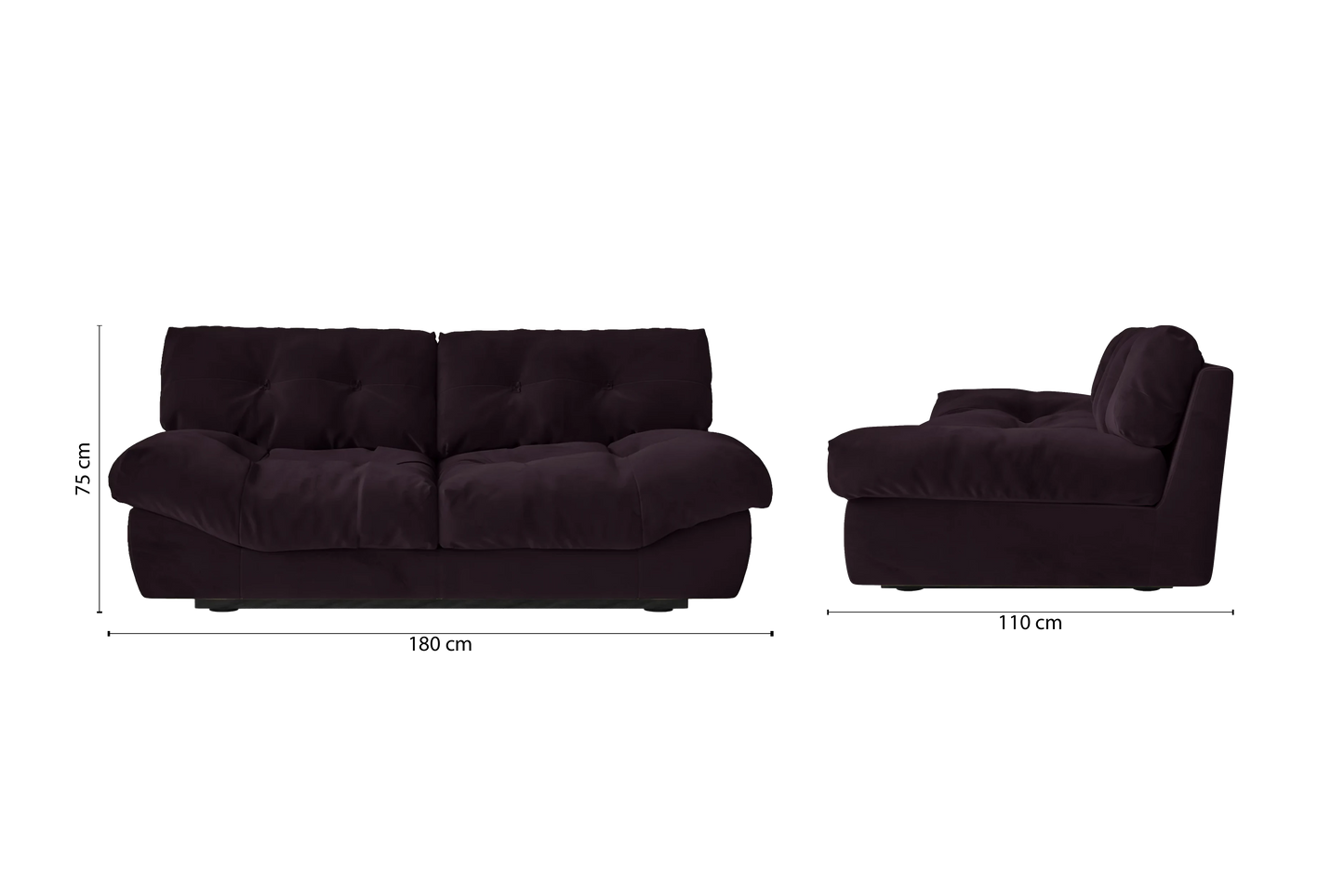 Forli 2 Seater Sofa Purple Velvet