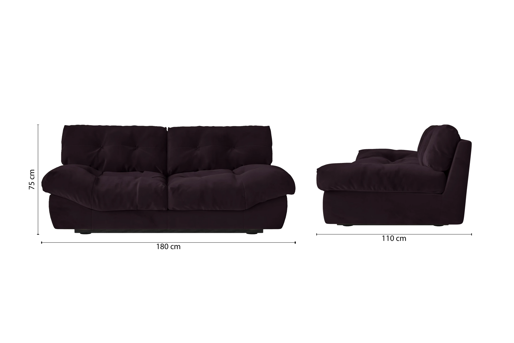 Forli 2 Seater Sofa Purple Velvet