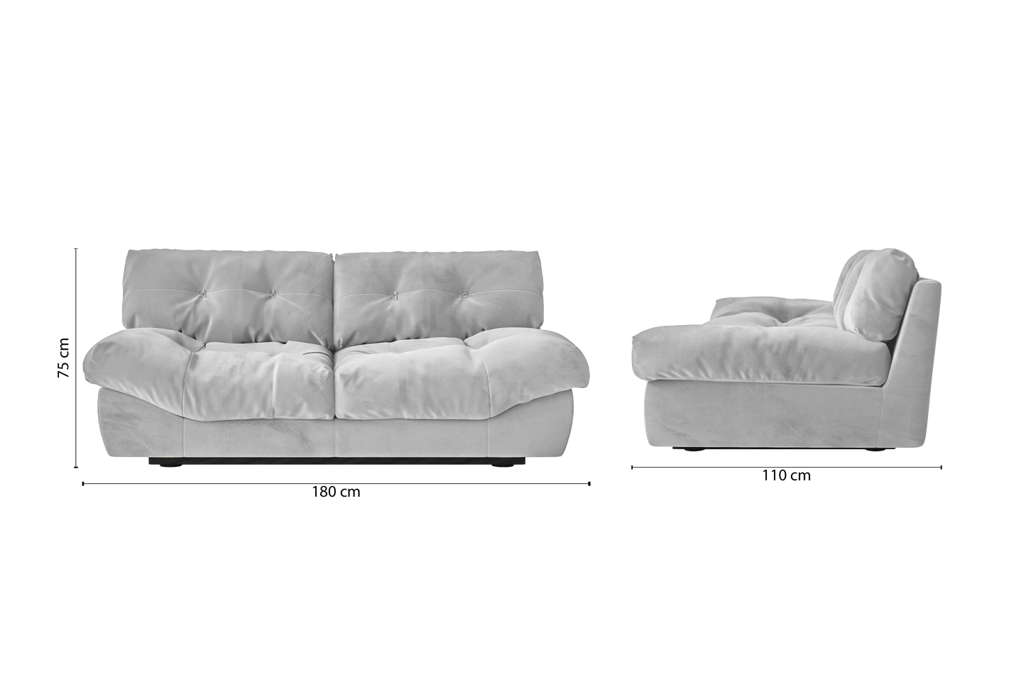 Forli 2 Seater Sofa White Velvet