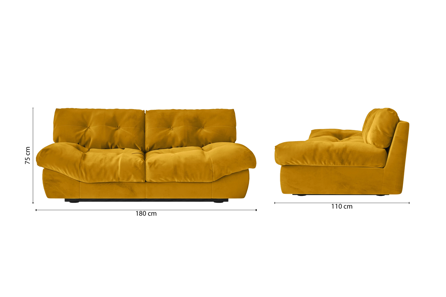 Forli 2 Seater Sofa Yellow Velvet