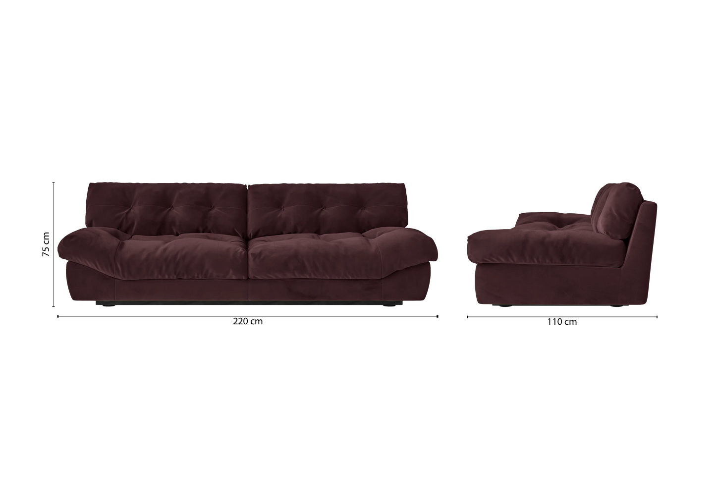 Forli 3 Seater Sofa Grape Velvet