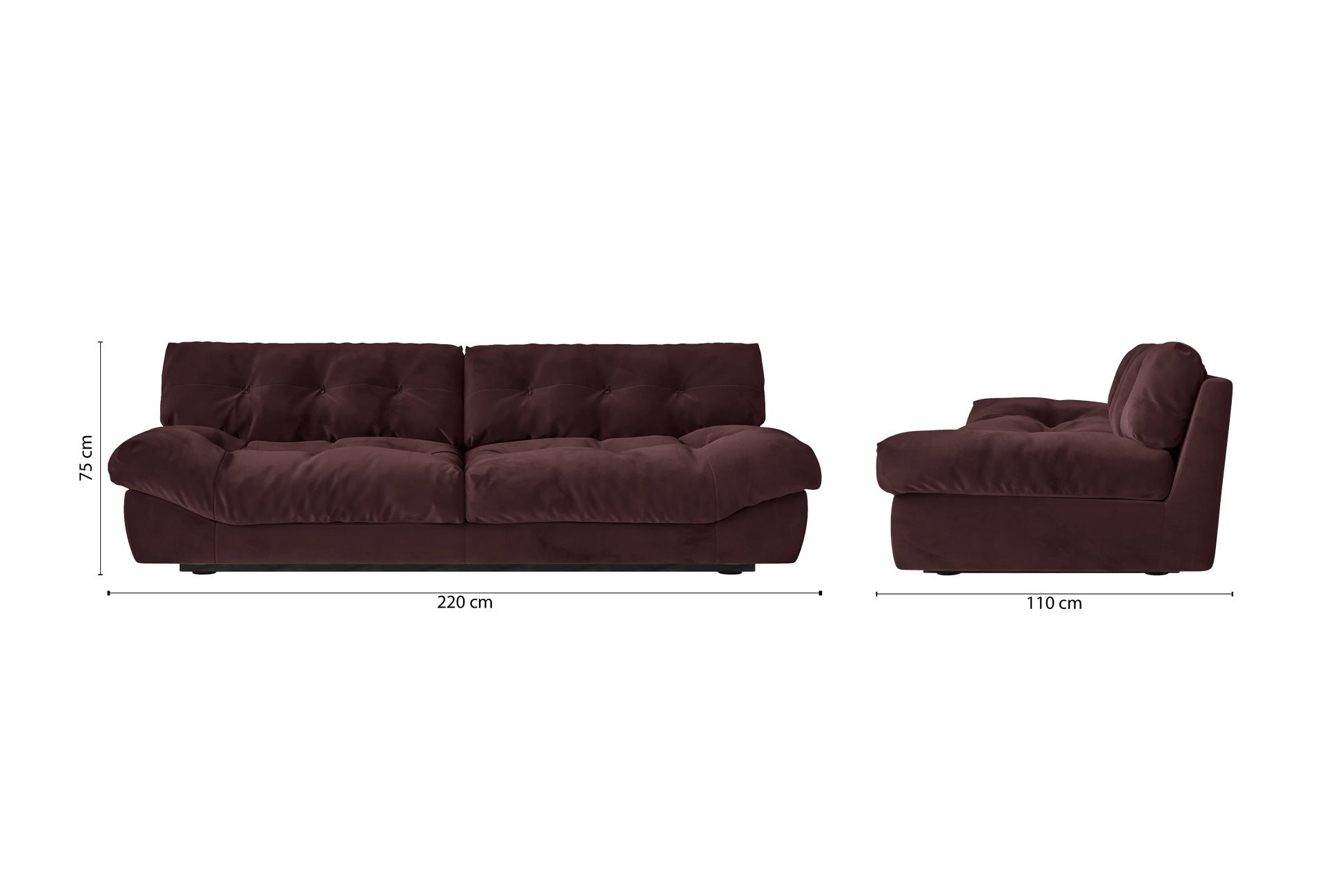 Forli 3 Seater Sofa Grape Velvet