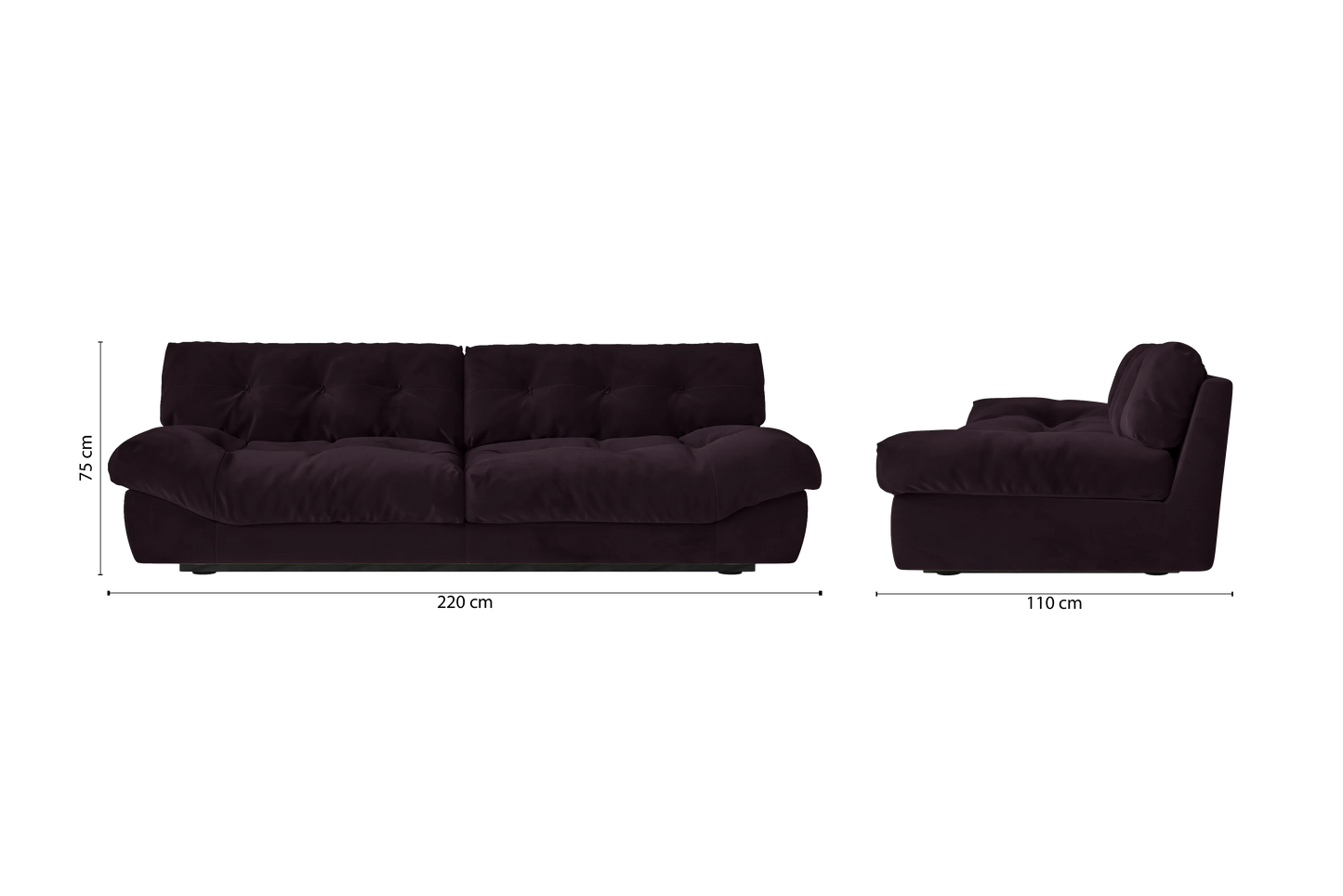 Forli 3 Seater Sofa Purple Velvet