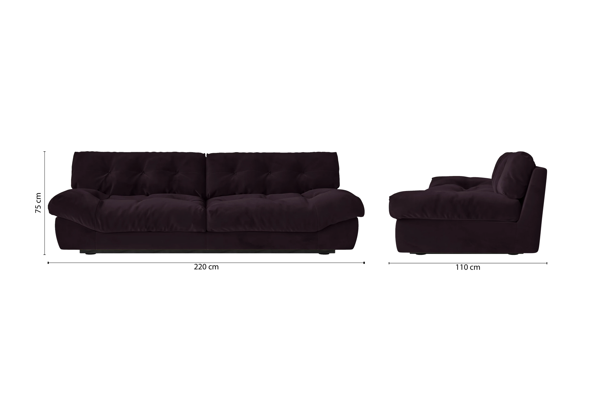 Forli 3 Seater Sofa Purple Velvet