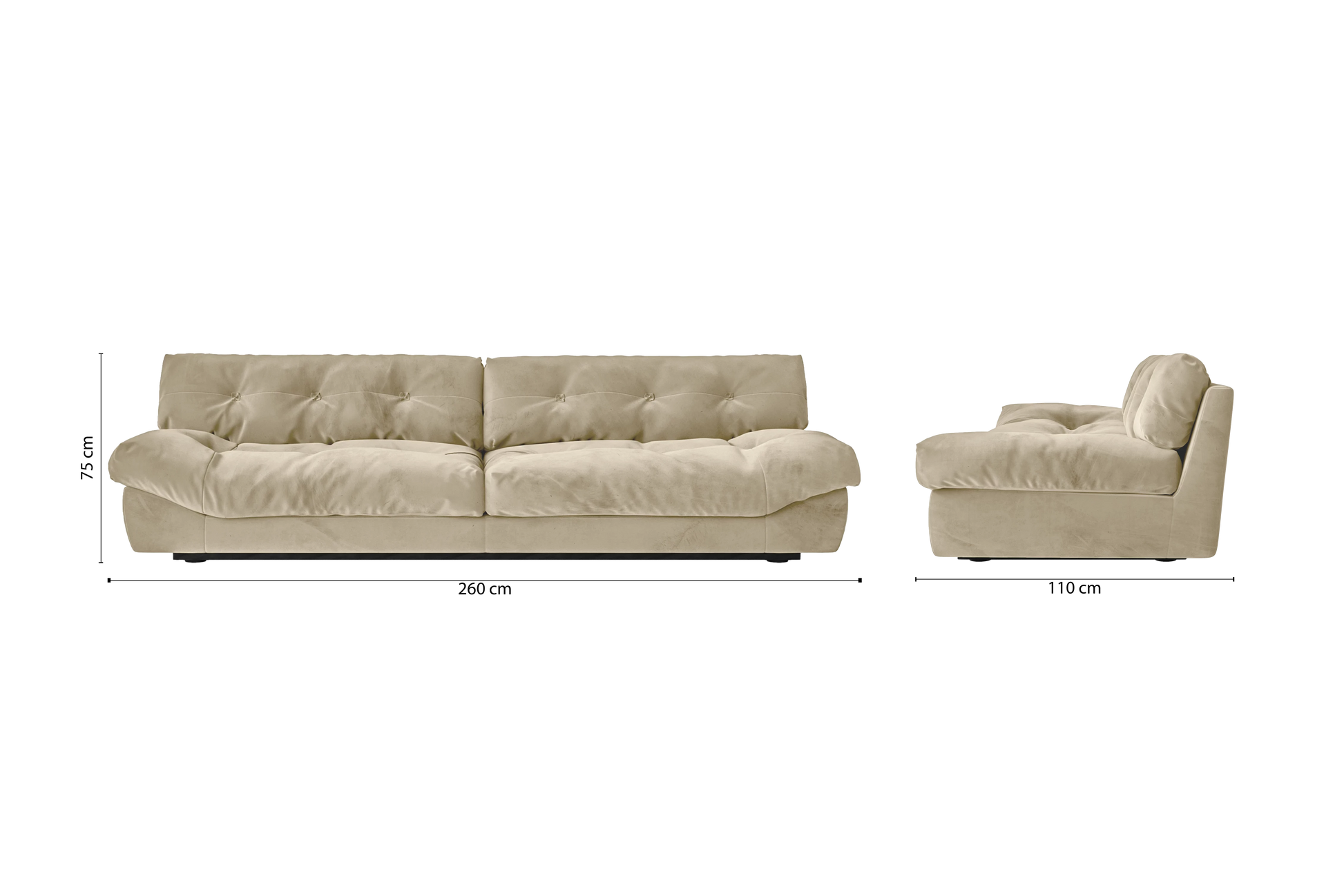 Forli 4 Seater Sofa Cream Velvet