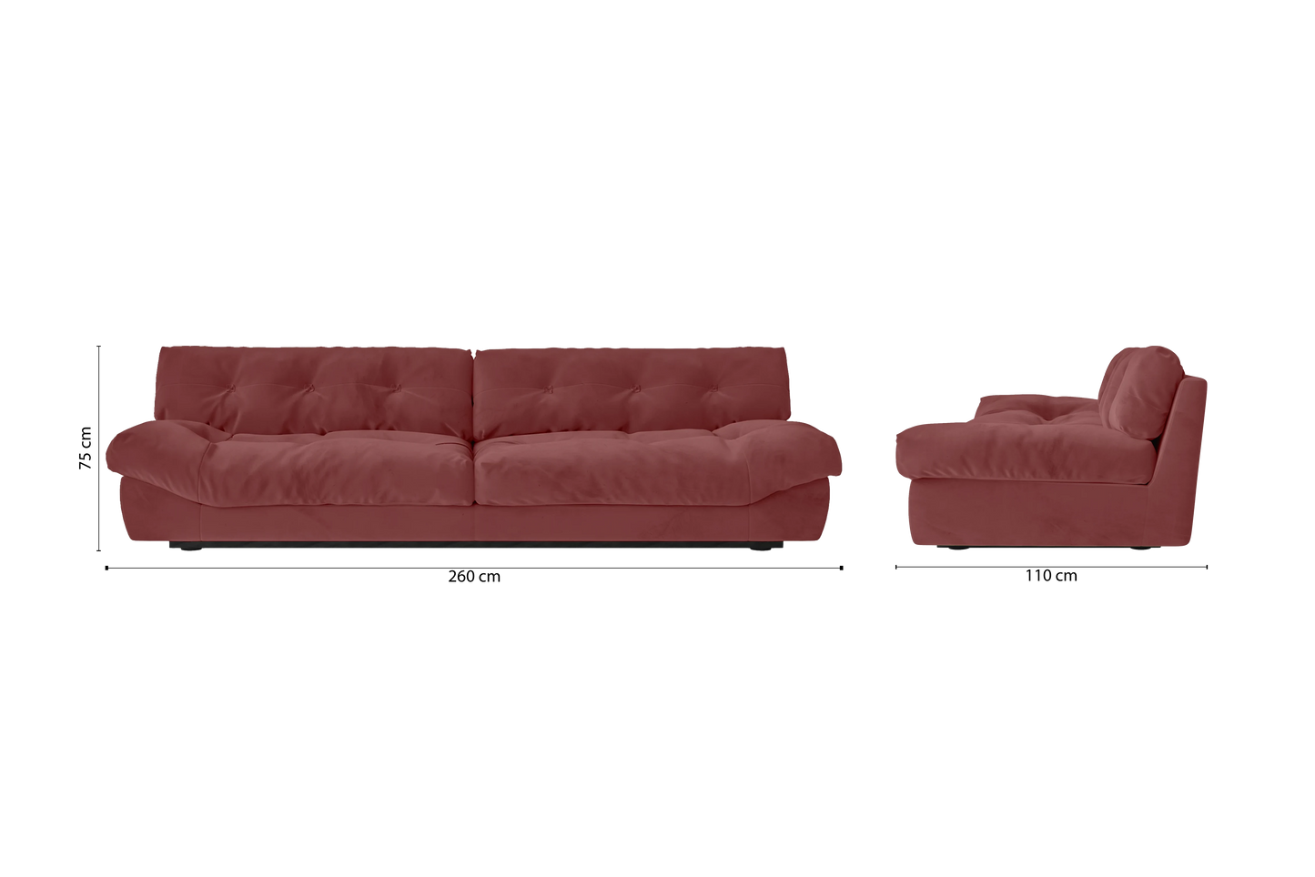 Forli 4 Seater Sofa Pink Velvet