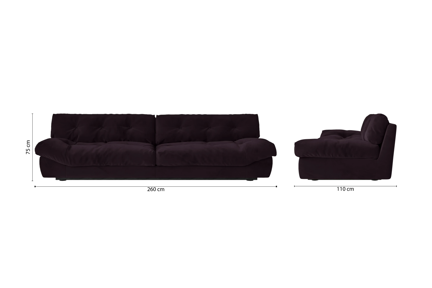 Forli 4 Seater Sofa Purple Velvet