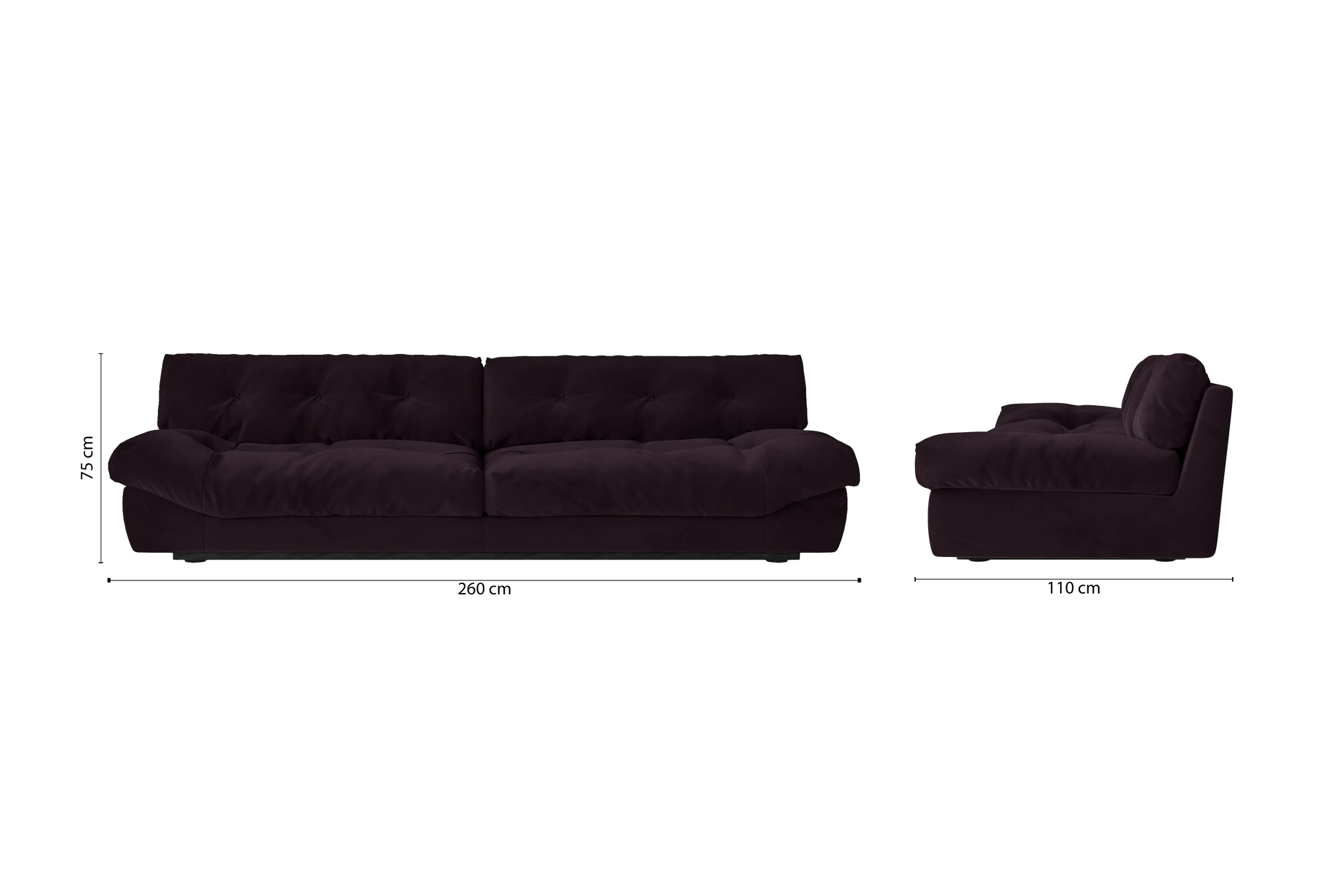 Forli 4 Seater Sofa Purple Velvet