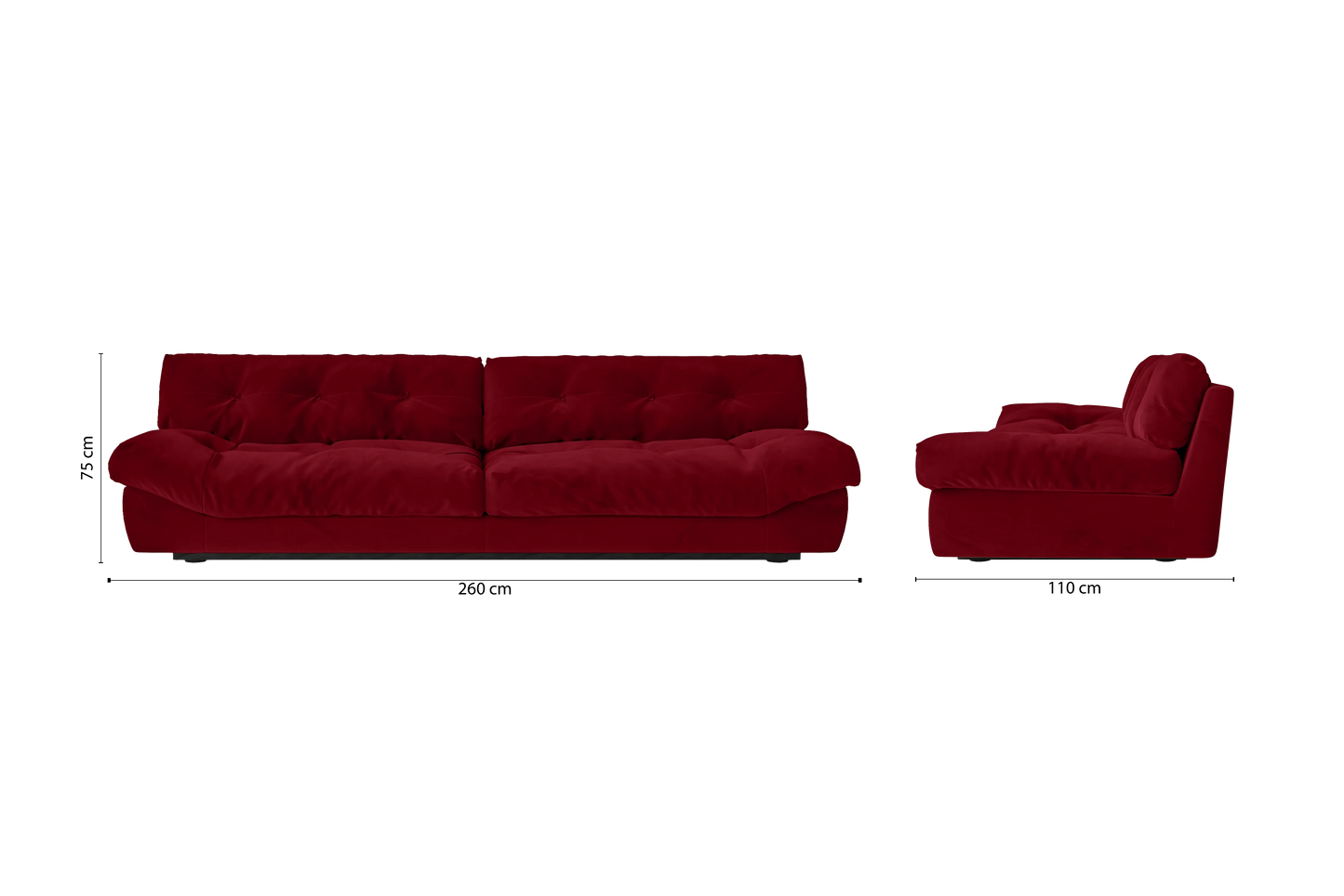 Forli 4 Seater Sofa Red Velvet