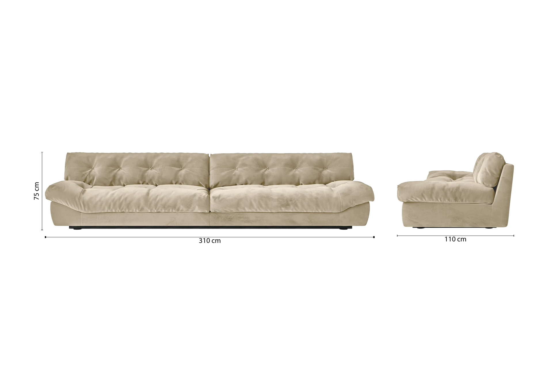 Forli 5 Seater Sofa Cream Velvet