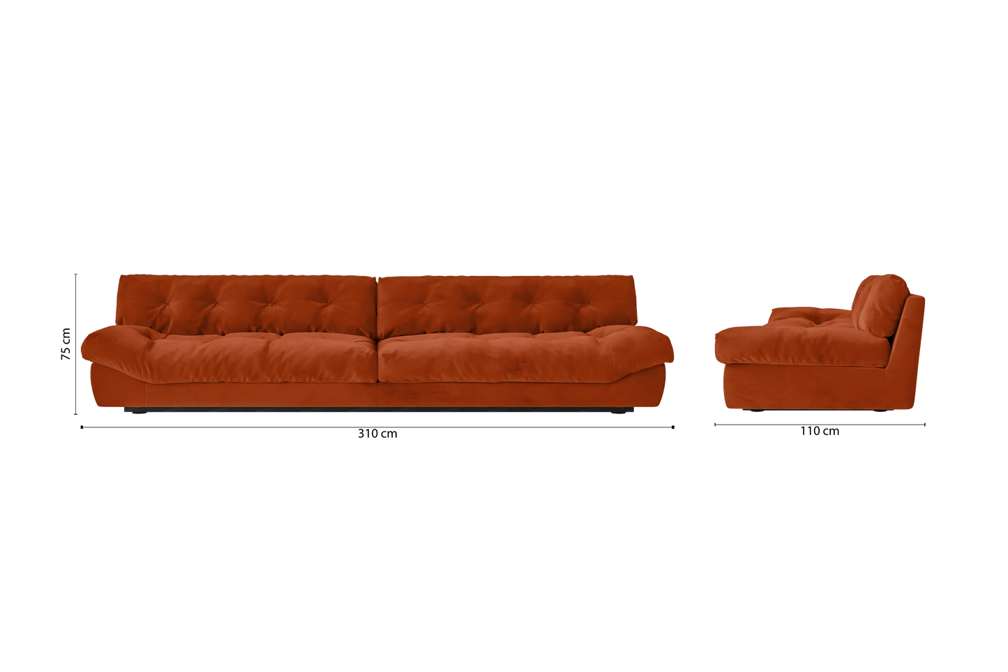 Forli 5 Seater Sofa Orange Velvet