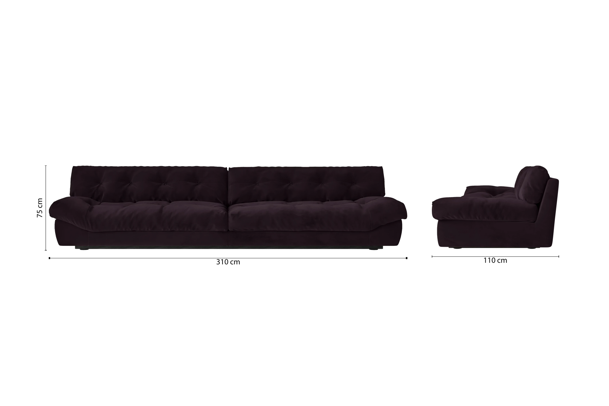 Forli 5 Seater Sofa Purple Velvet