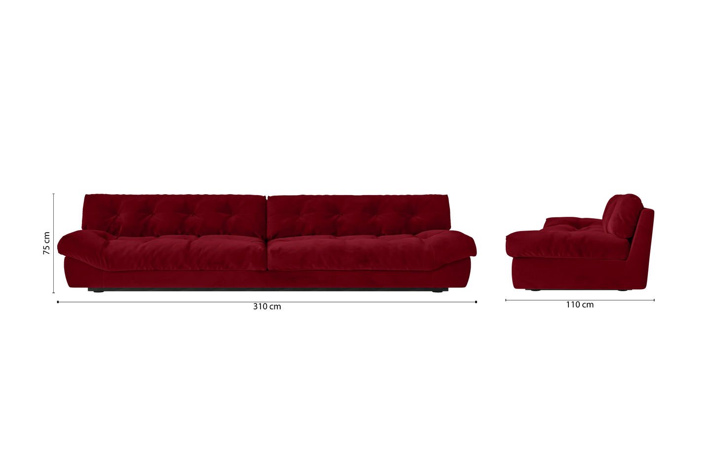 Forli 5 Seater Sofa Red Velvet