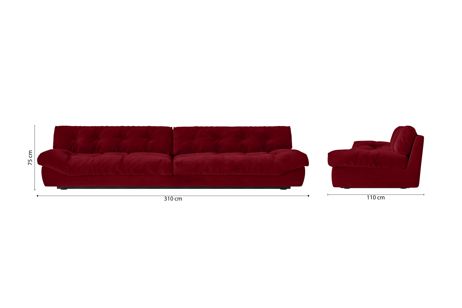 Forli 5 Seater Sofa Red Velvet