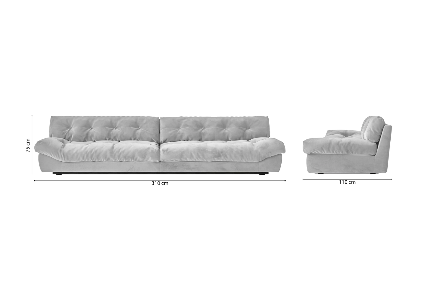 Forli 5 Seater Sofa White Velvet