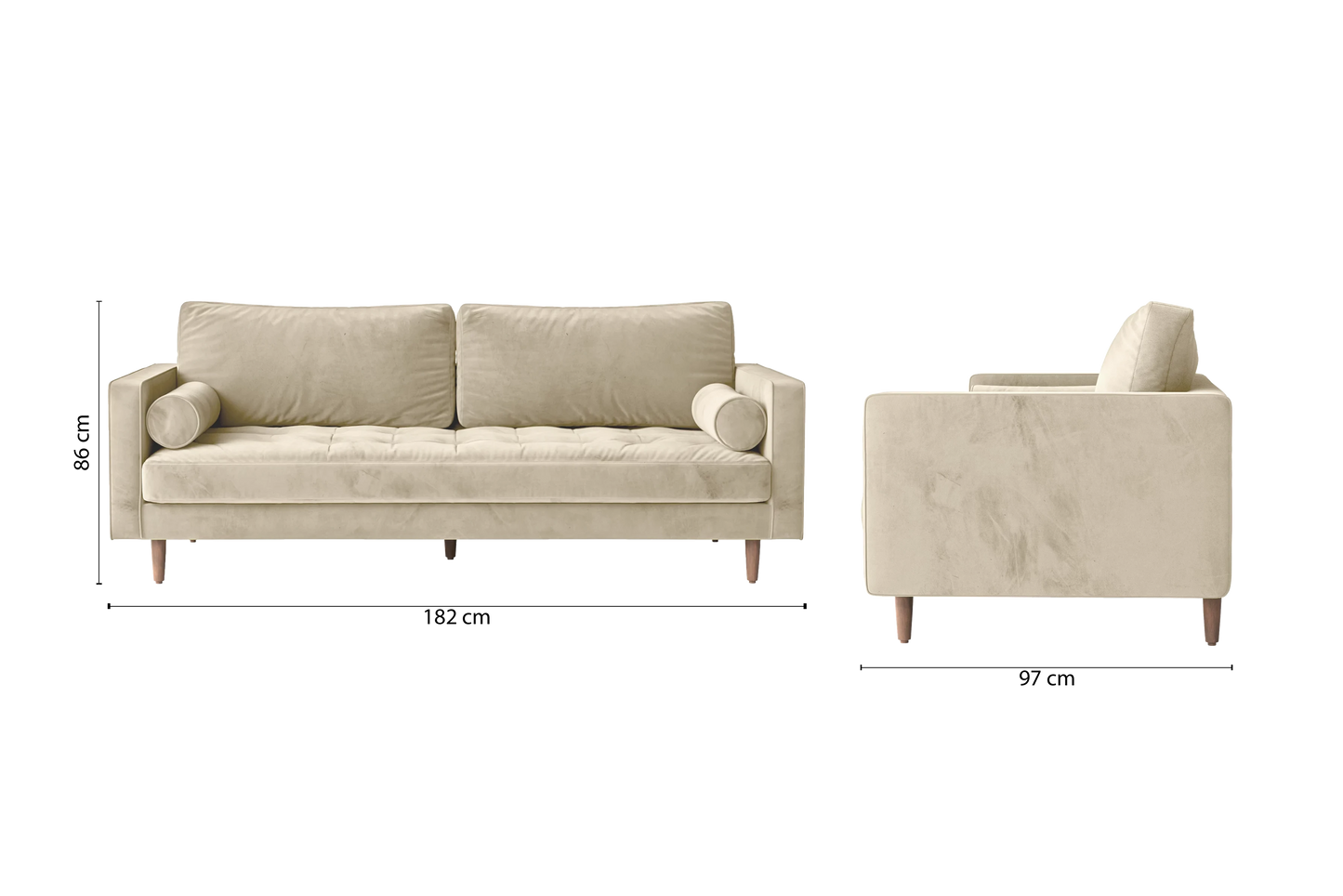 Gela 2 Seater Sofa Cream Velvet