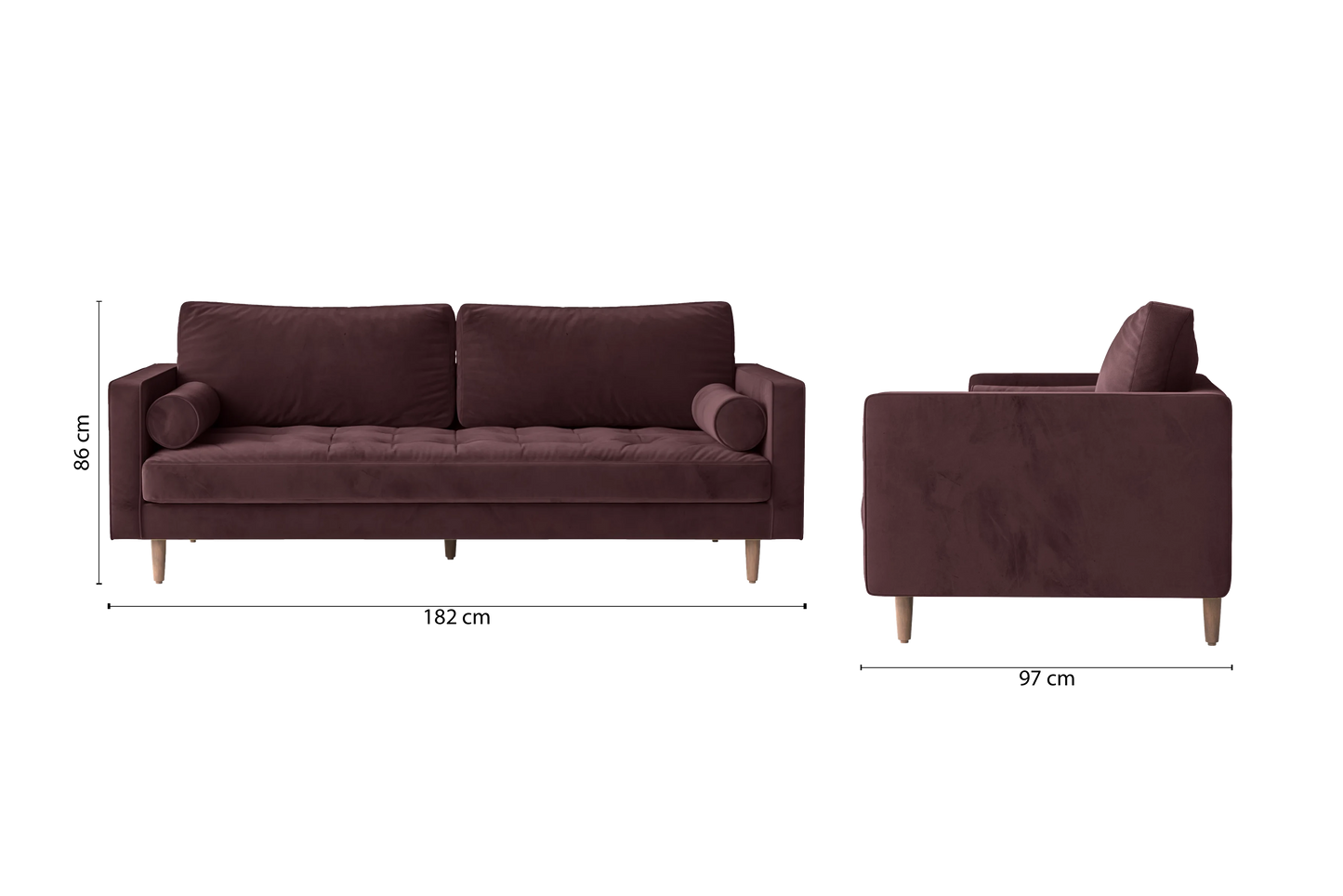 Gela 2 Seater Sofa Grape Velvet