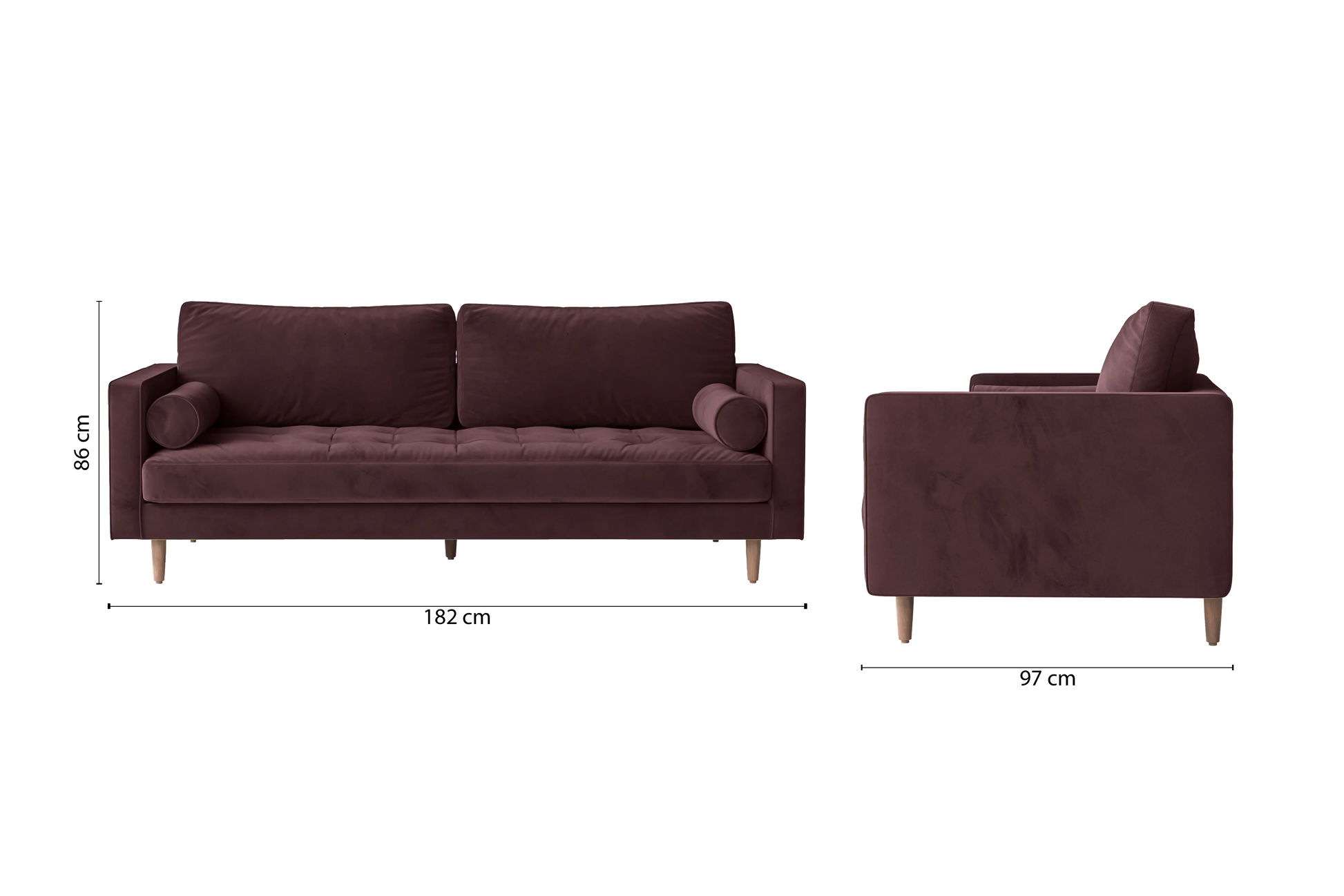 Gela 2 Seater Sofa Grape Velvet