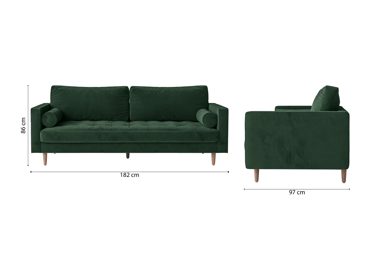 Gela 2 Seater Sofa Green Velvet