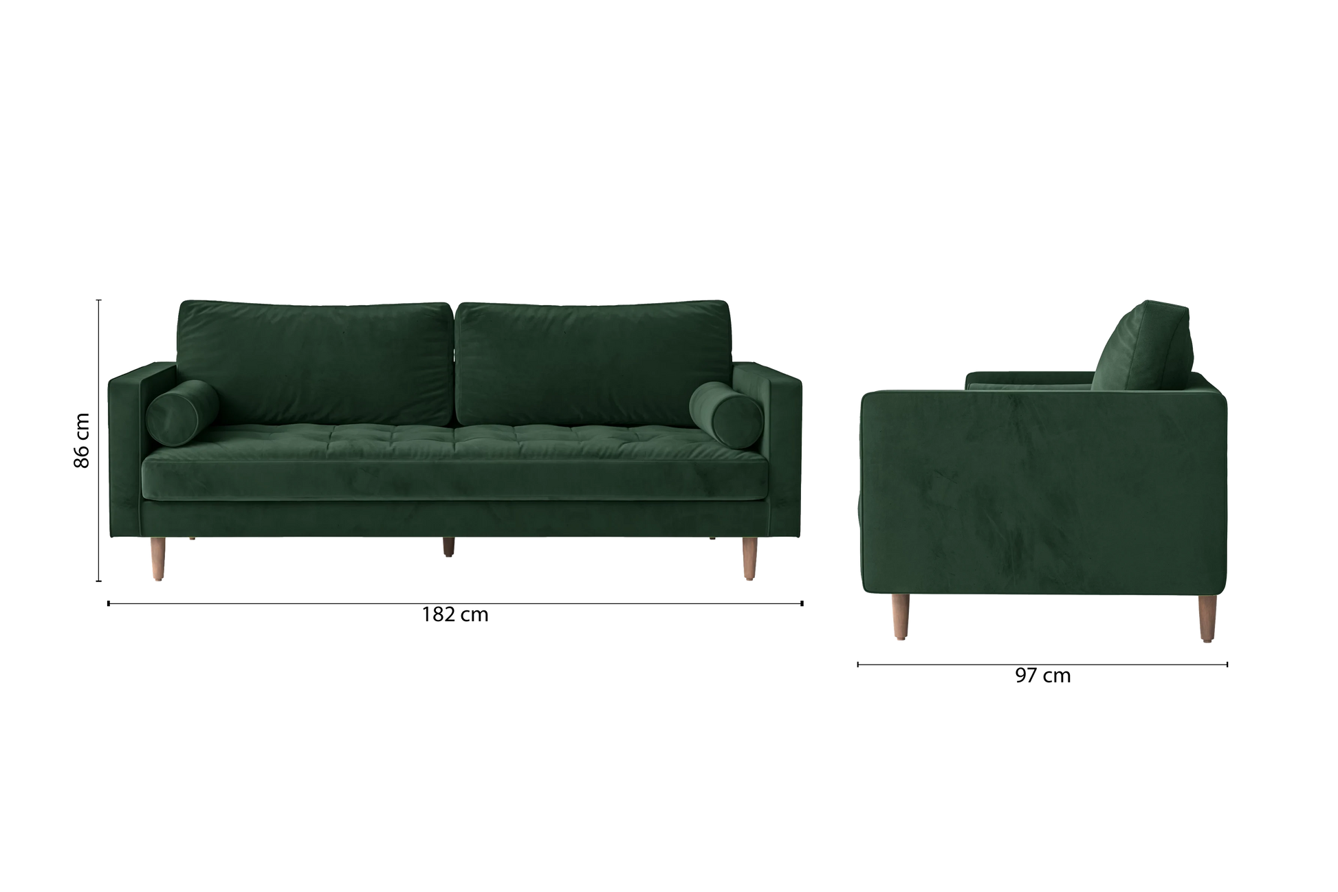 Gela 2 Seater Sofa Green Velvet