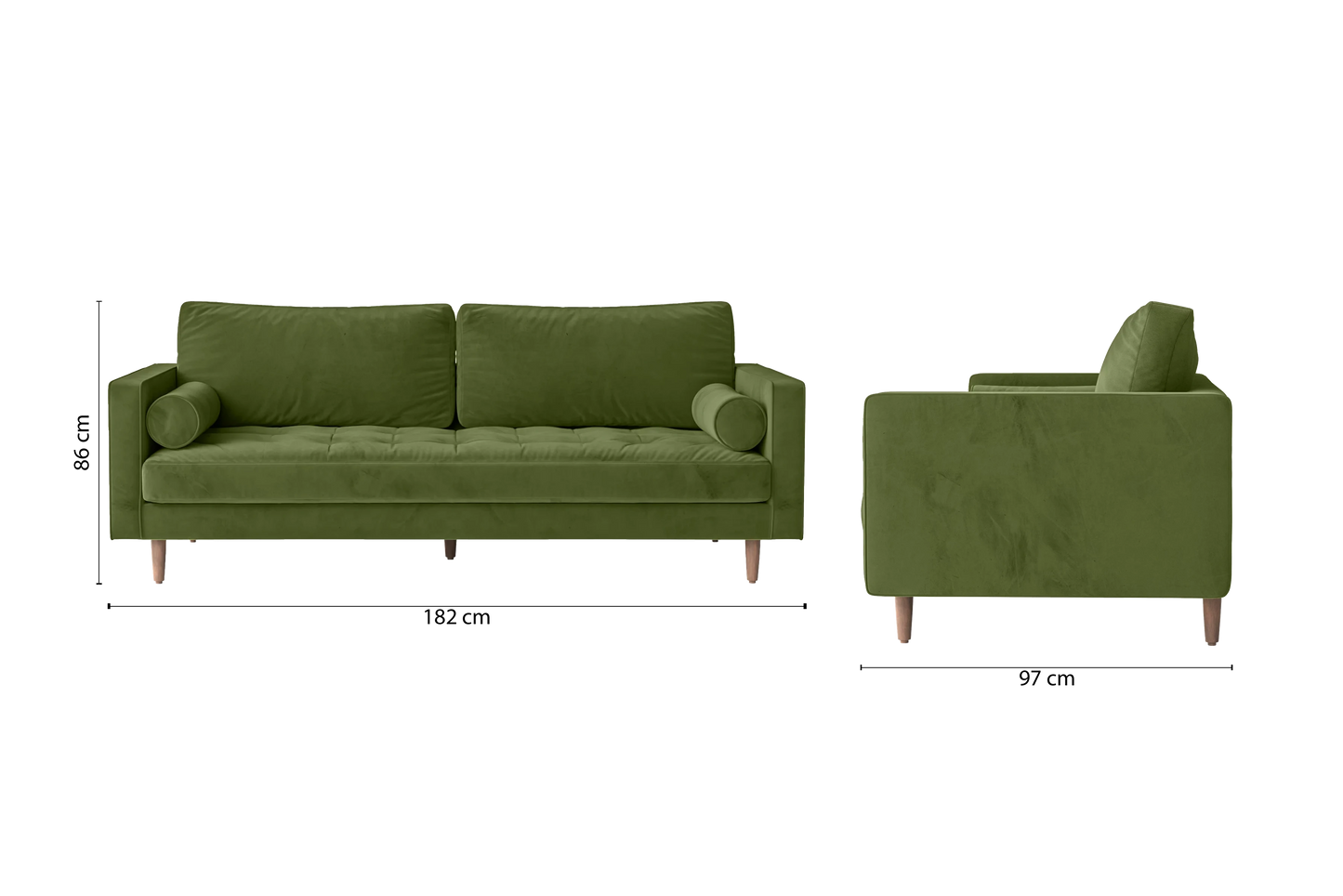 Gela 2 Seater Sofa Lime Velvet