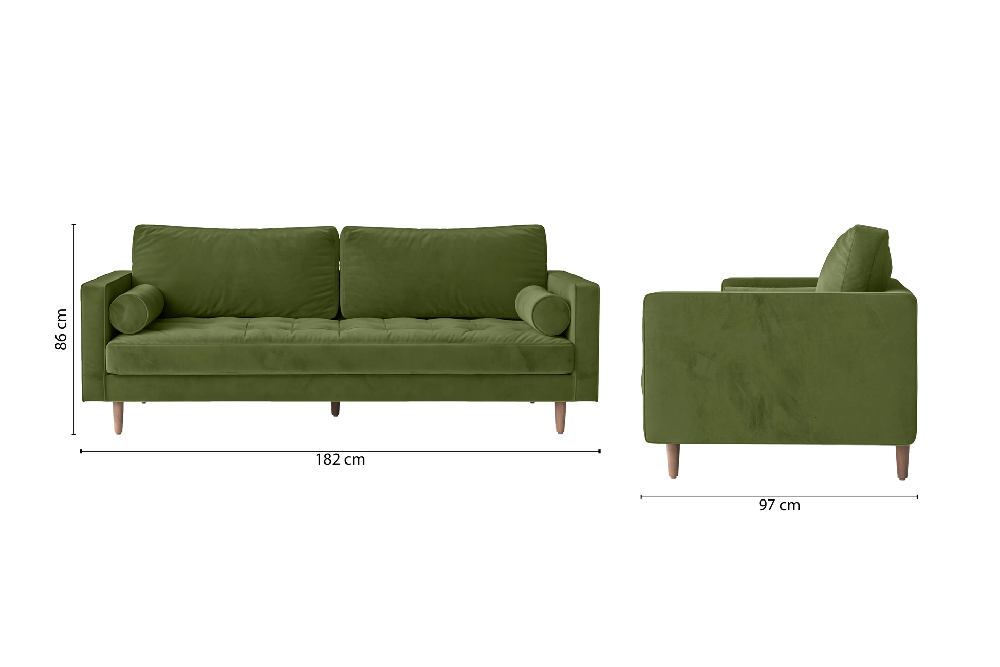 Gela 2 Seater Sofa Lime Velvet