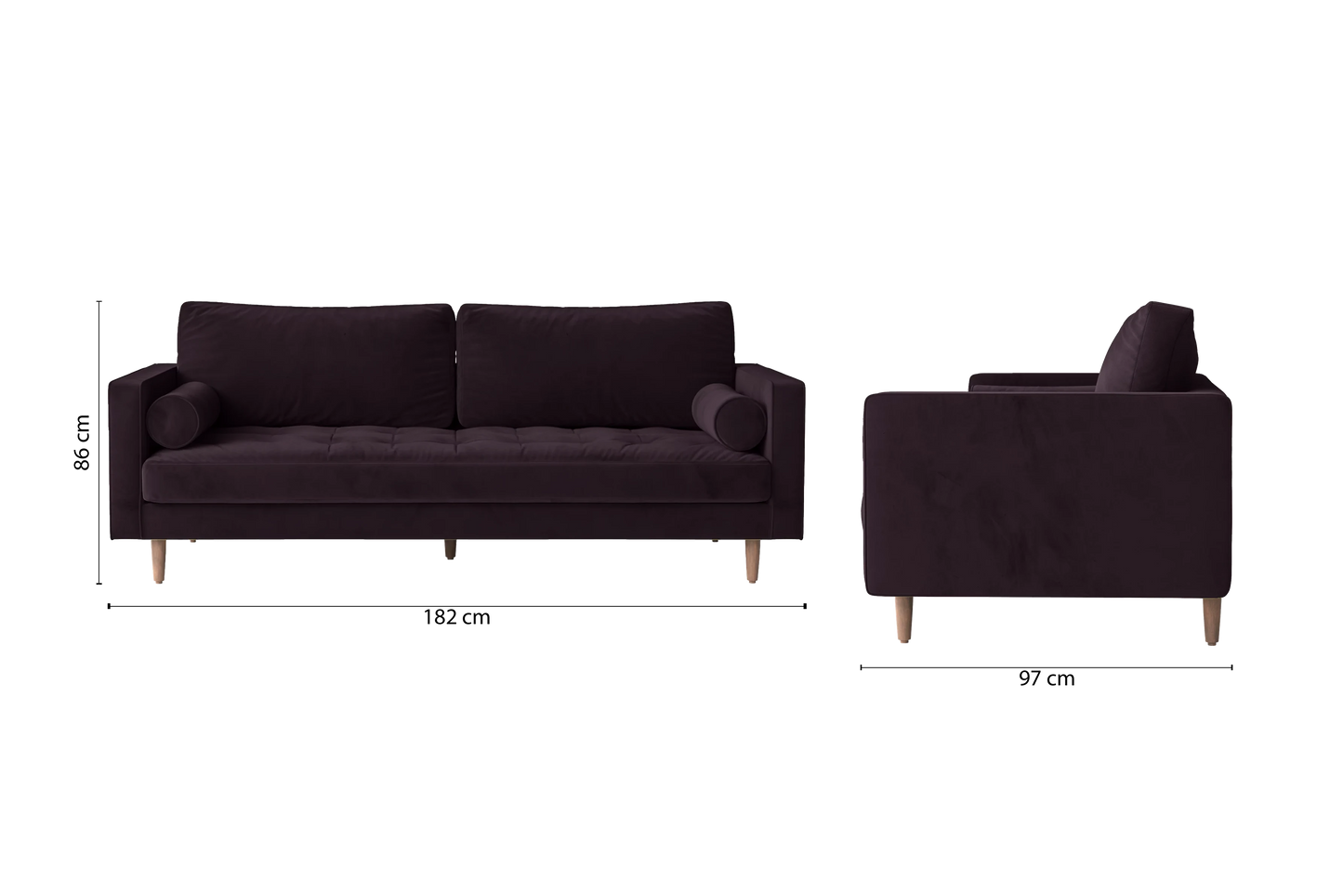 Gela 2 Seater Sofa Purple Velvet