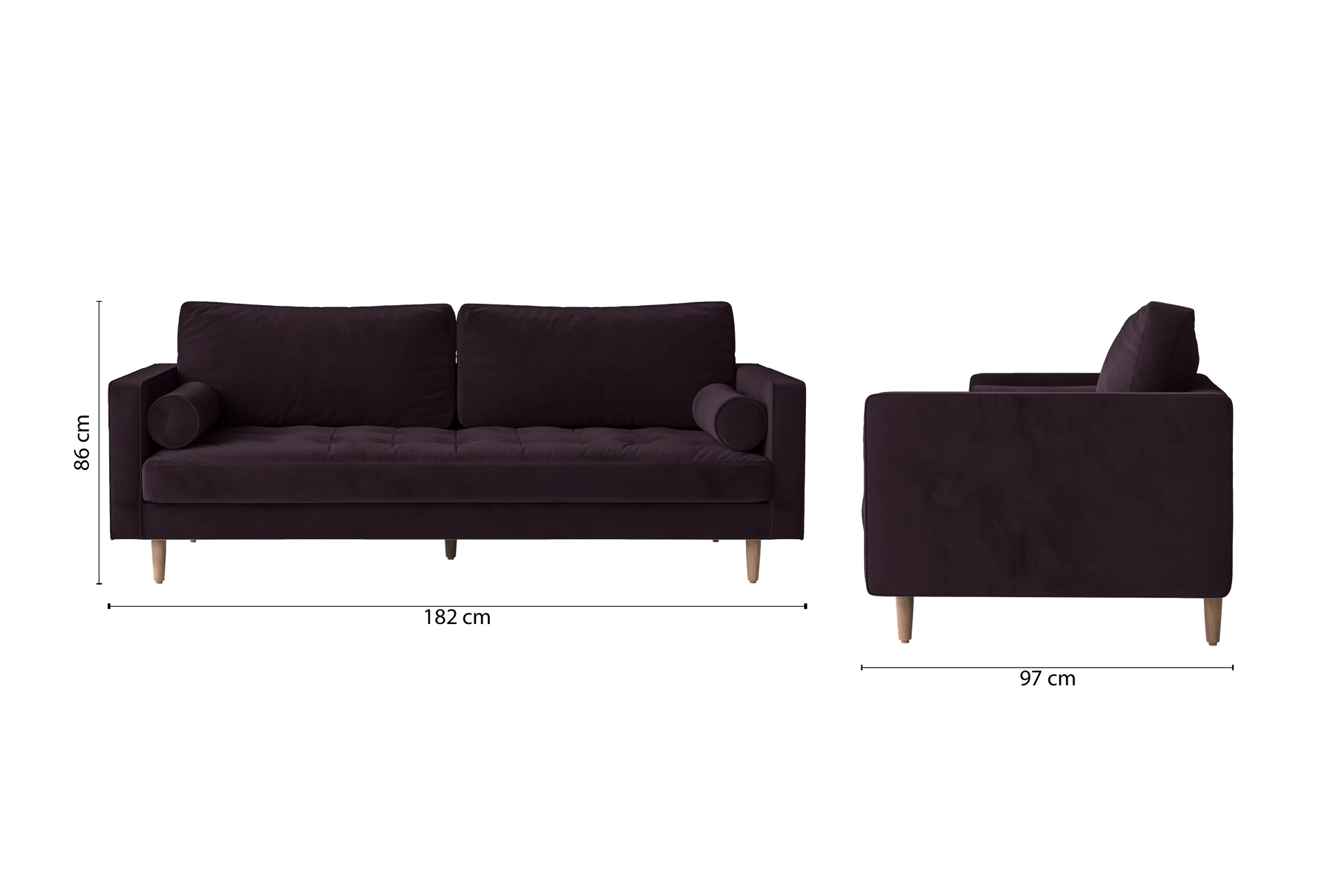 Gela 2 Seater Sofa Purple Velvet