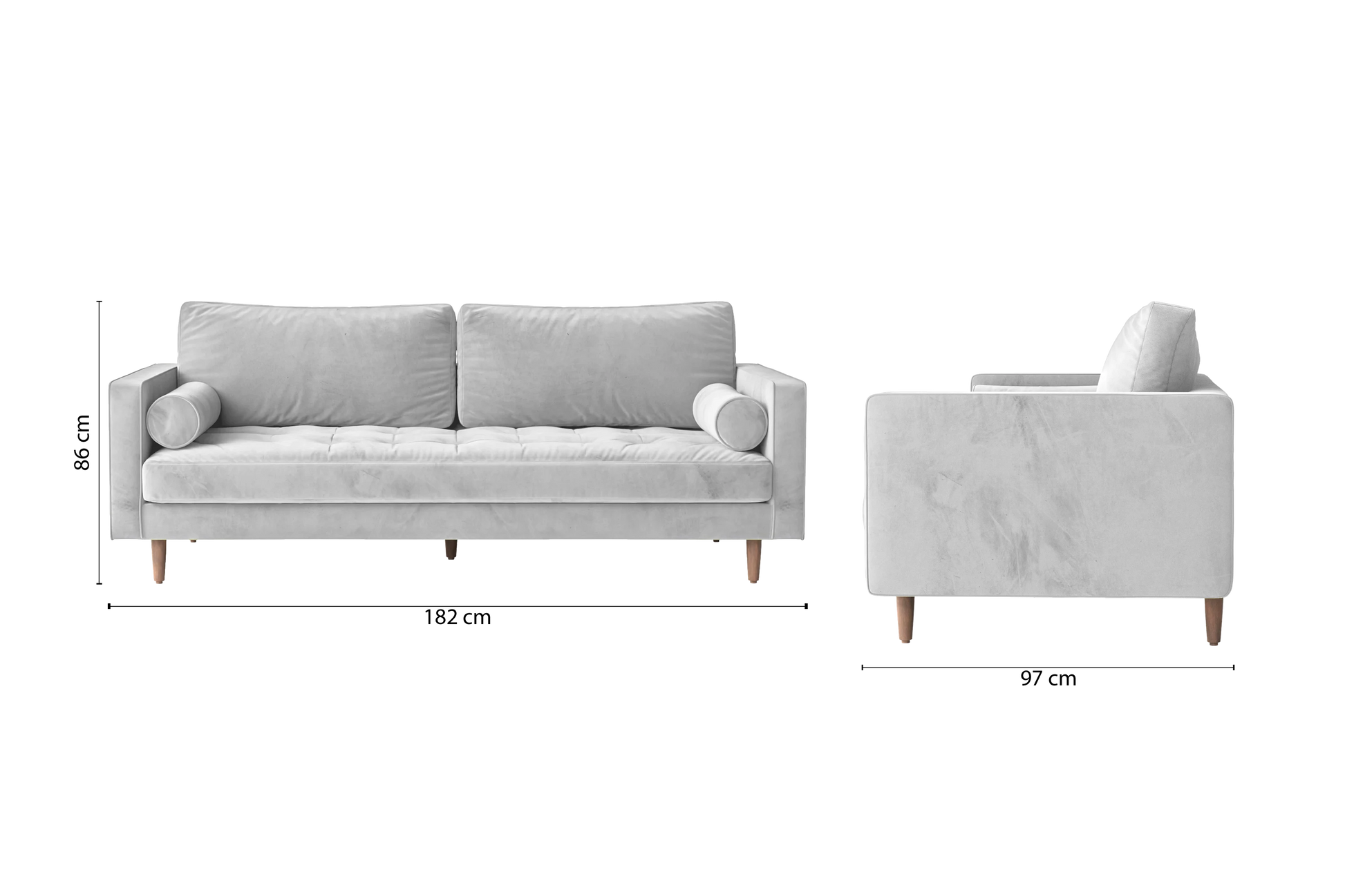 Gela 2 Seater Sofa White Velvet