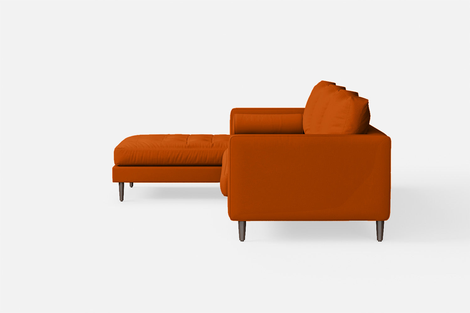 Gela 3 Seater Left Hand Facing Chaise Lounge Corner Sofa Orange Leather