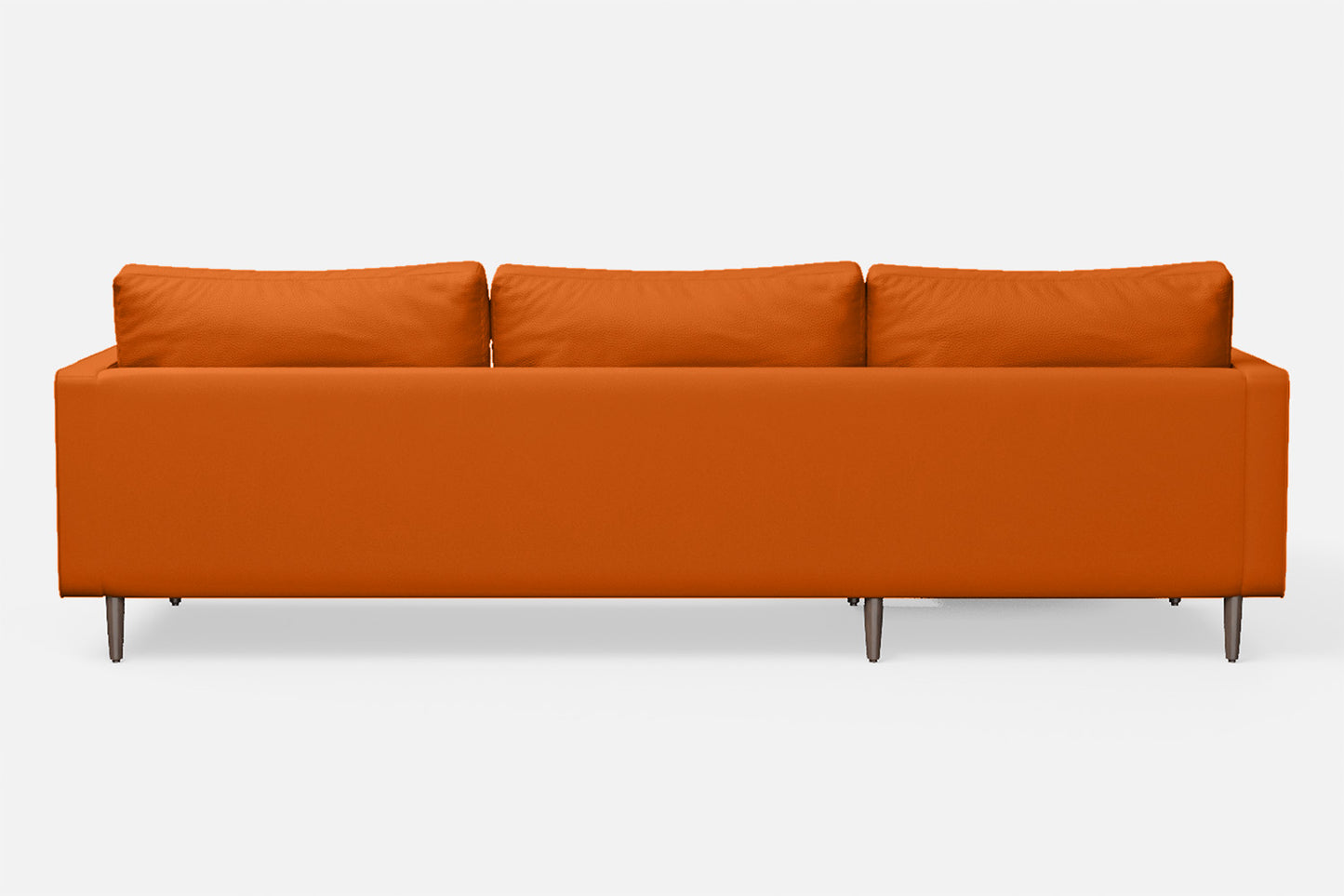 Gela 3 Seater Left Hand Facing Chaise Lounge Corner Sofa Orange Leather