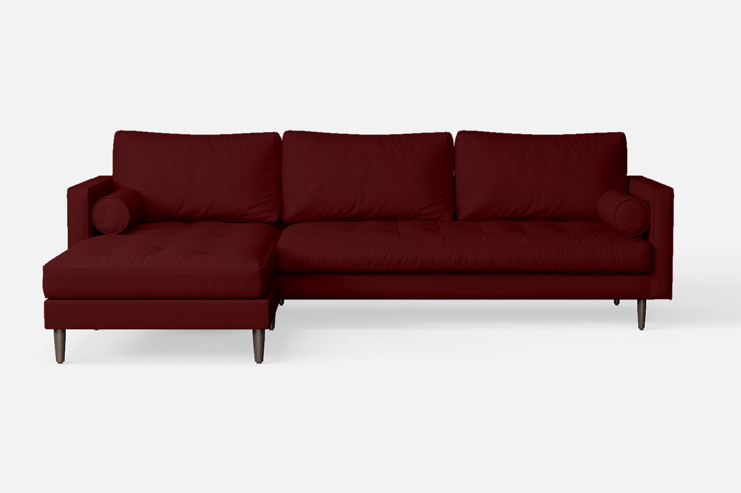 Gela 3 Seater Left Hand Facing Chaise Lounge Corner Sofa Red Leather