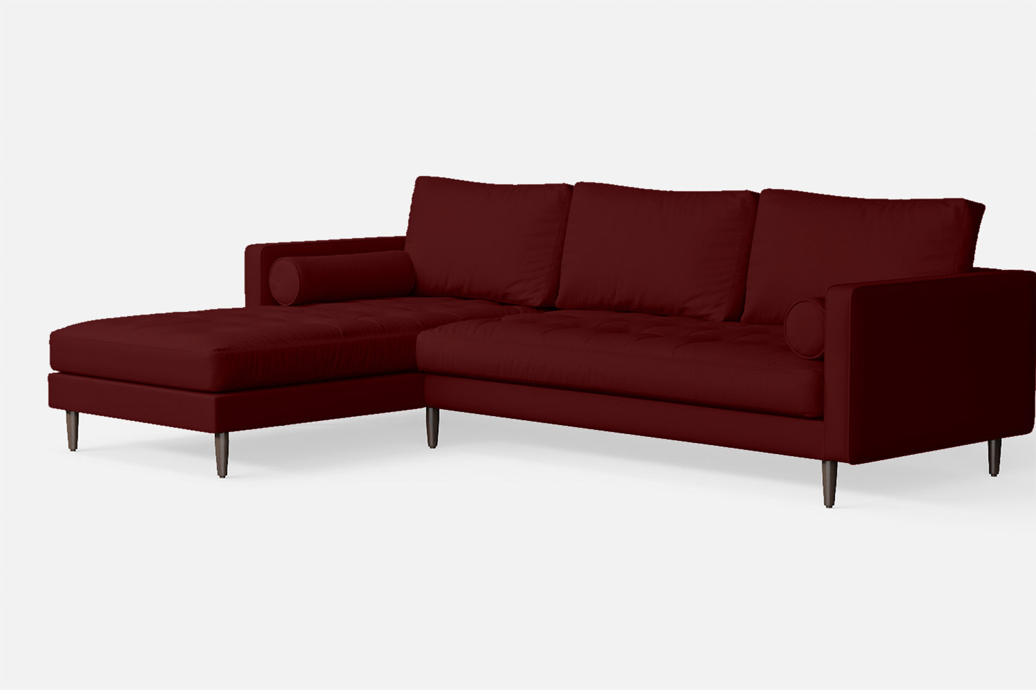 Gela 3 Seater Left Hand Facing Chaise Lounge Corner Sofa Red Leather